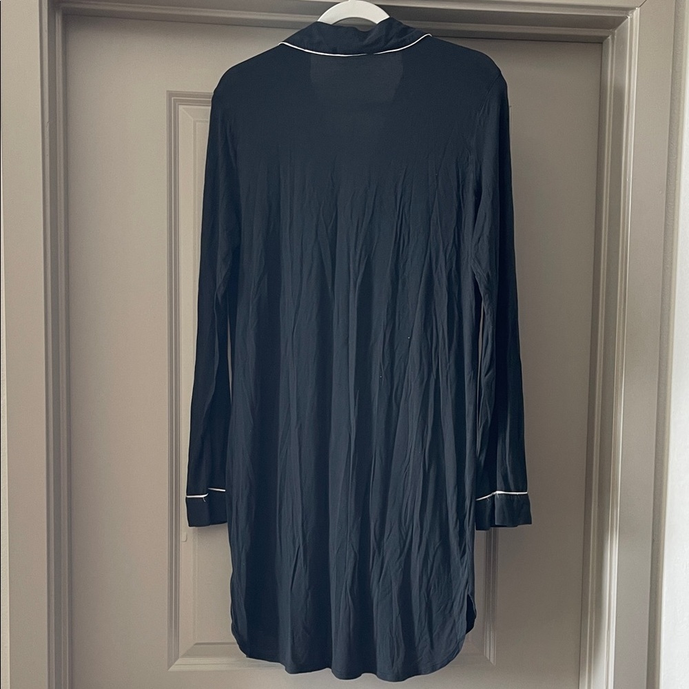 Victoria's Secret Black Modal Button-Front Sleep Shirt with Pink Trim - Picture 3 of 5